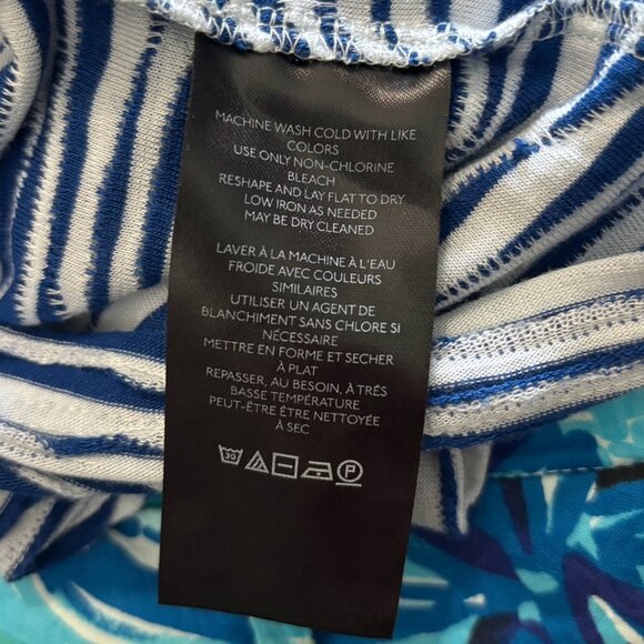 Maeve by Anthropologie Blue and White Striped Textured Top Puff Sleeves Size XL - Picture 4 of 5